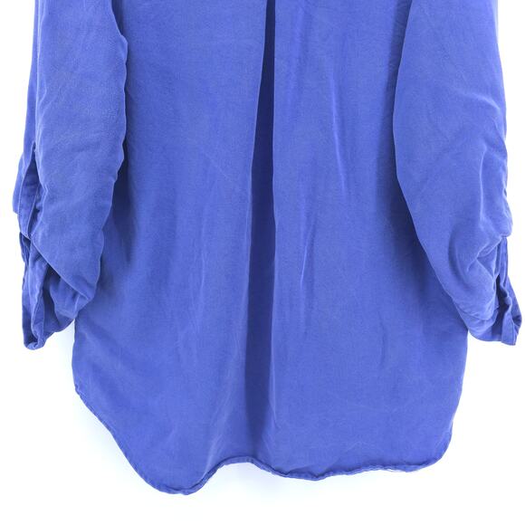 Soft Surroundings 27747 V-Neck Tencil Periwinkle Blouse Roll-tab Sleeve Pocket M - Picture 10 of 10